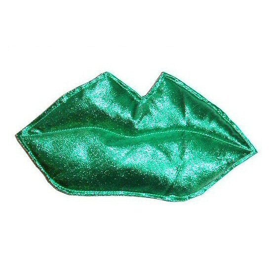 Kiss  - Green metallic foil LIPS fascinator or brooch pin Glamour