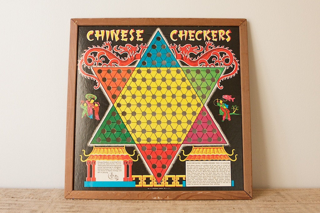 Vintage Chinese Checkers Board by Transogram