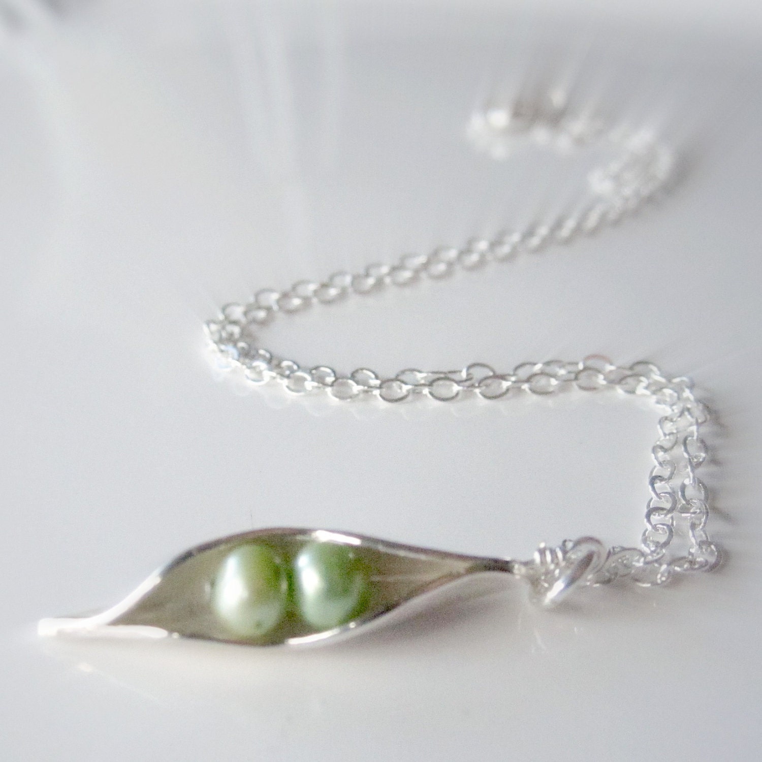 Peas In The Pod Necklace, Two  Peas, Best Friends Jewelry, Peapod Mothers Necklace, 2 Pea Silver Necklace - Sweet Pea