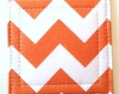 Set of 4 Coasters made w/ Designer fabric Chevron in Orange, Tangerine - LoveMyCoasters