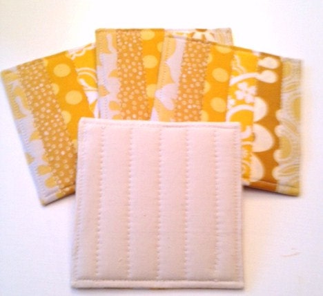 Coasters Quilted Made with Golden, Sunny and Pale Yellows