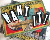 vintage black and white metal letters "want it" 1 1/2 inches high