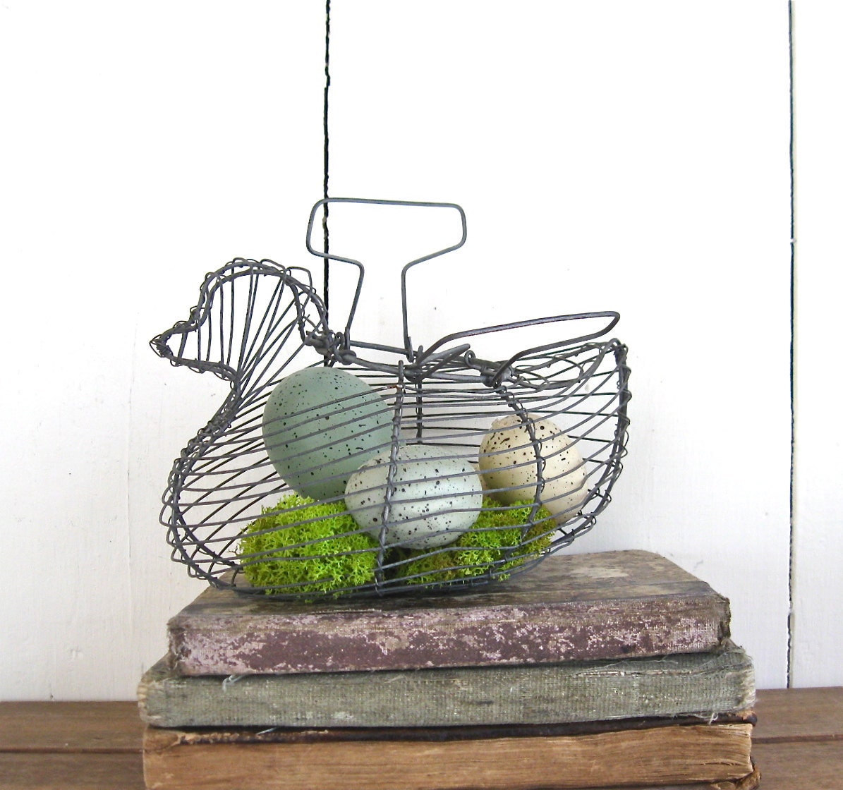 vintage wire egg basket