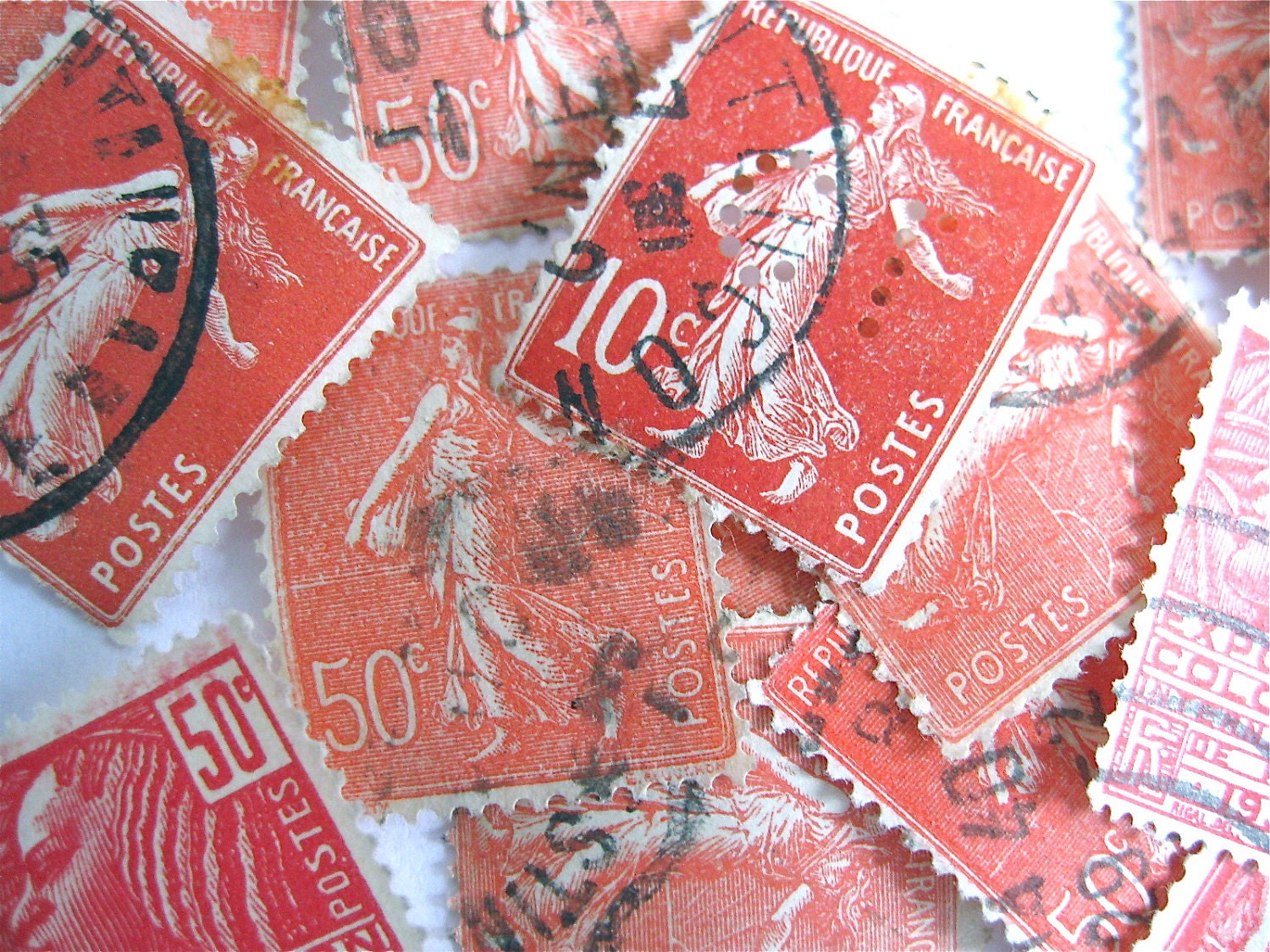 25 vintage french postage stamps france