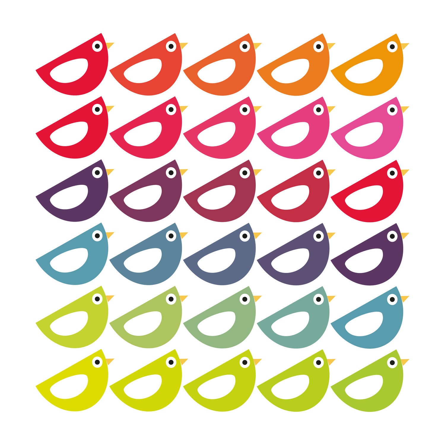 Multicolour Birds - giclee print - fine art paper - 50x50cms