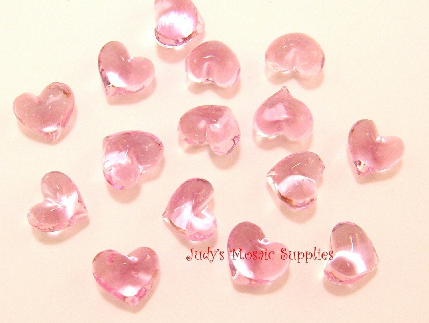 Sale Pink Glass Hearts Clear Round 3D - 20 5/8 Inch Hearts