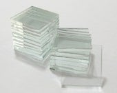 Clear Glass Square Tiles Tesserae for Pendants - Unfinished Sharp Edges for Art Soldered Jewelry - 40 1 Inch Tiles