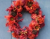Fiery Fall Wreath by Silk N Lights Designs