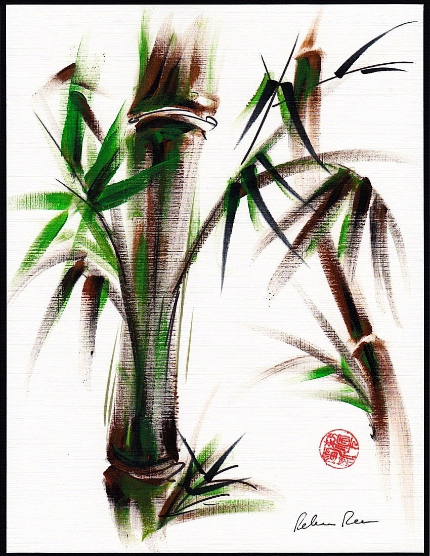 Motu Original Japanese Sumi E Bamboo Painting By Beccasplace