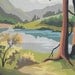 Paint By Number Landscape with Lake, Trees, Mountains and Sky