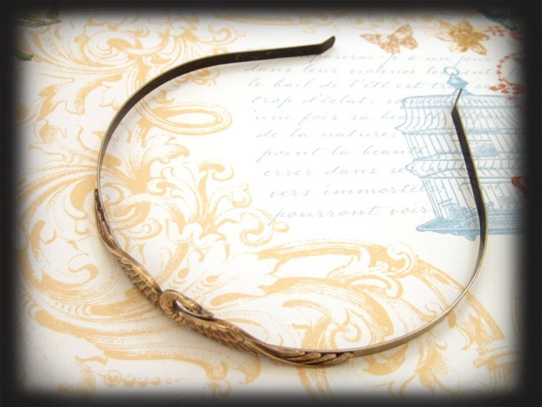 SWAN LAKE antiqued brass metal headband