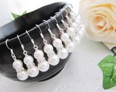 Set of 4 Bridal Earrings Bridesmaid Earrings Crystal White Swarovski Pearls with rhinestone rondelles - Sterling Silver - Choose color