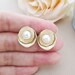 10% OFF Set of 5 Bridal Earrings Bridesmaid Earrings Beautiful Matte Gold Lotus Ear posts with freshwater pearl
