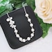 SET of 4 Wedding Jewelry Bridesmaid Necklace Matte rodium finish Orchid Trio Flower charm and Crystal White Swarovski Pearls Bridal Necklac
