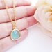 SET of 5 Wedding Jewelry Bridesmaid Necklaces Sweet simple - Sea foam glass drop with matte gold trimmed Necklace - Bridal Bridesmaid Gift