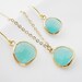 10% OFF SET of 5 Wedding Jewelry Bridal Earrings Bridesmaid Earrings Mint Opal Sea Foam Glass Matte Gold Trimmed Earrings Bridesmaid Gifts