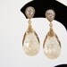 Bridal Earrings Gold plated Cubic zirconia ear posts with (Huge) Golden Shadow Swarovski Crystal drops