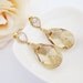 Bridal Earrings Gold plated Cubic zirconia ear posts with (Huge) Golden Shadow Swarovski Crystal drops