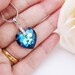 SET of 5 Wedding Bridesmaid Necklace Bridal Necklace Cubic zirconia bail with bermuda blue Heart Swarovski Crystal Necklace Bridesmaid Gift
