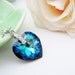 SET of 5 Wedding Bridesmaid Necklace Bridal Necklace Cubic zirconia bail with bermuda blue Heart Swarovski Crystal Necklace Bridesmaid Gift