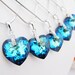SET of 5 Wedding Bridesmaid Necklace Bridal Necklace Cubic zirconia bail with bermuda blue Heart Swarovski Crystal Necklace Bridesmaid Gift