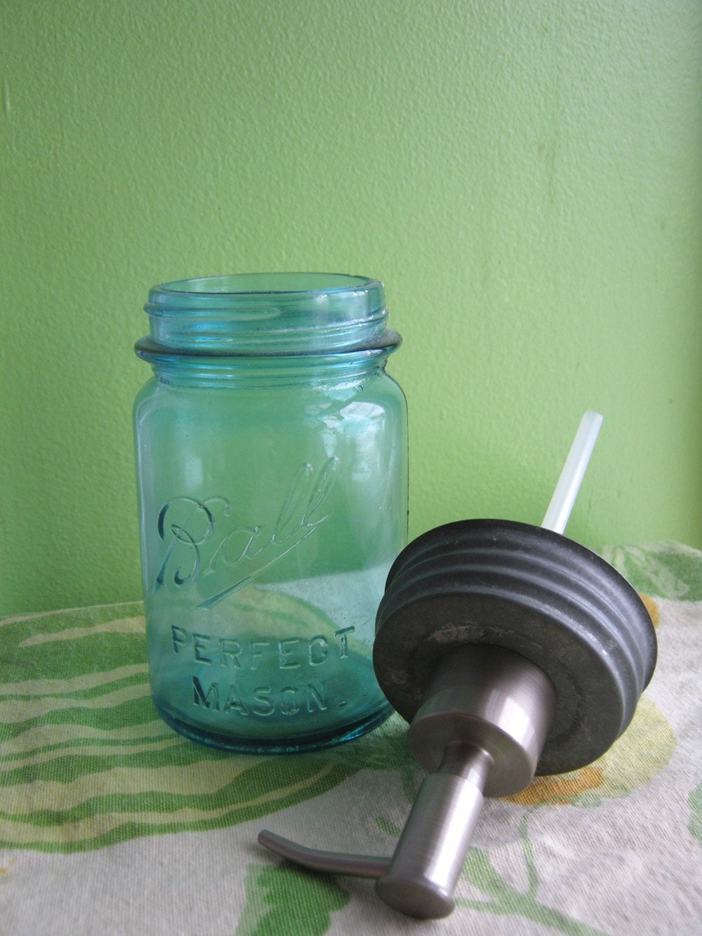 Blue Mason Ball Pint Jar Upcycled Soap Dispenser