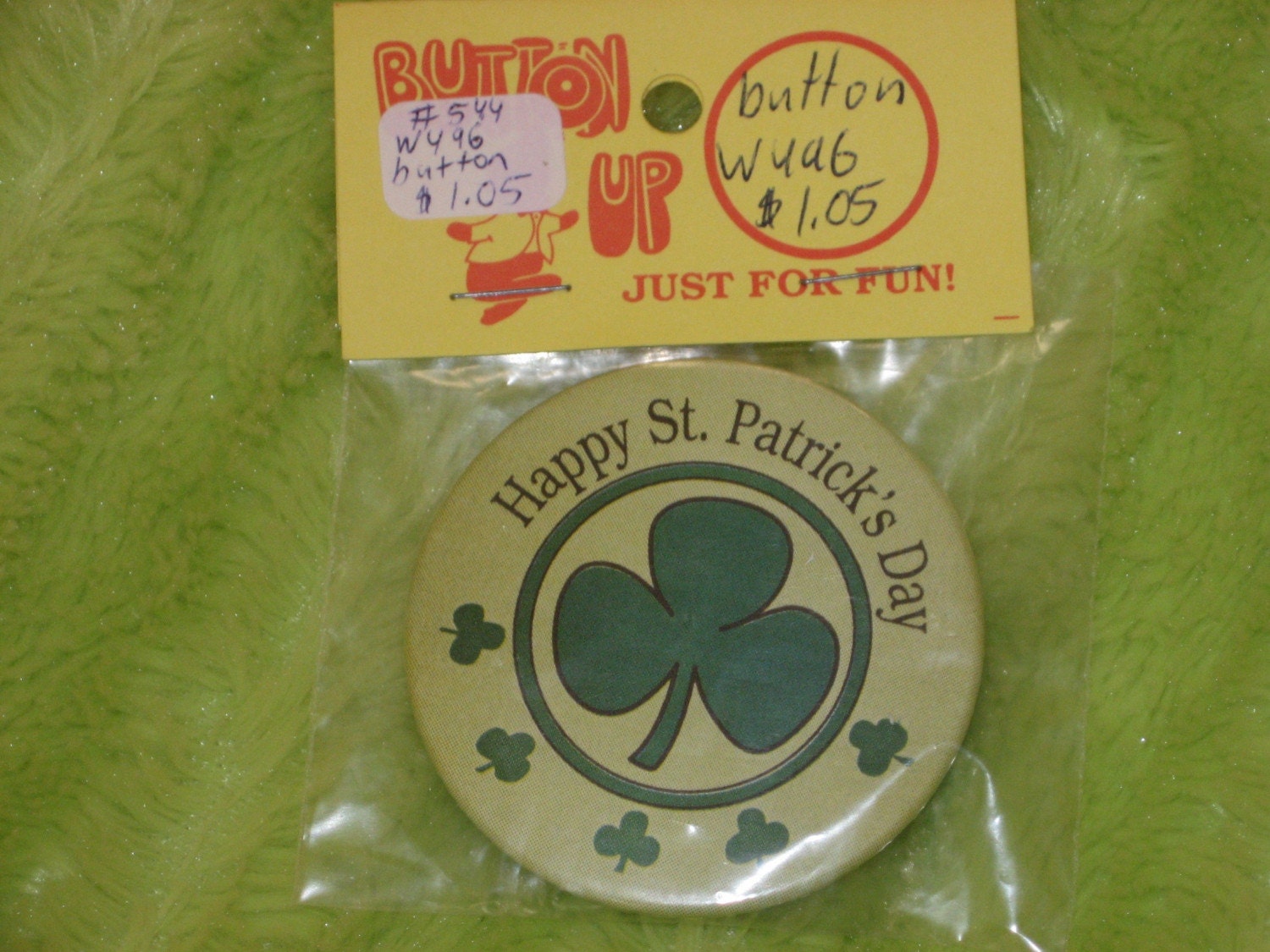 Happy St. Patrick's Day Shamrock Pin-Back Button