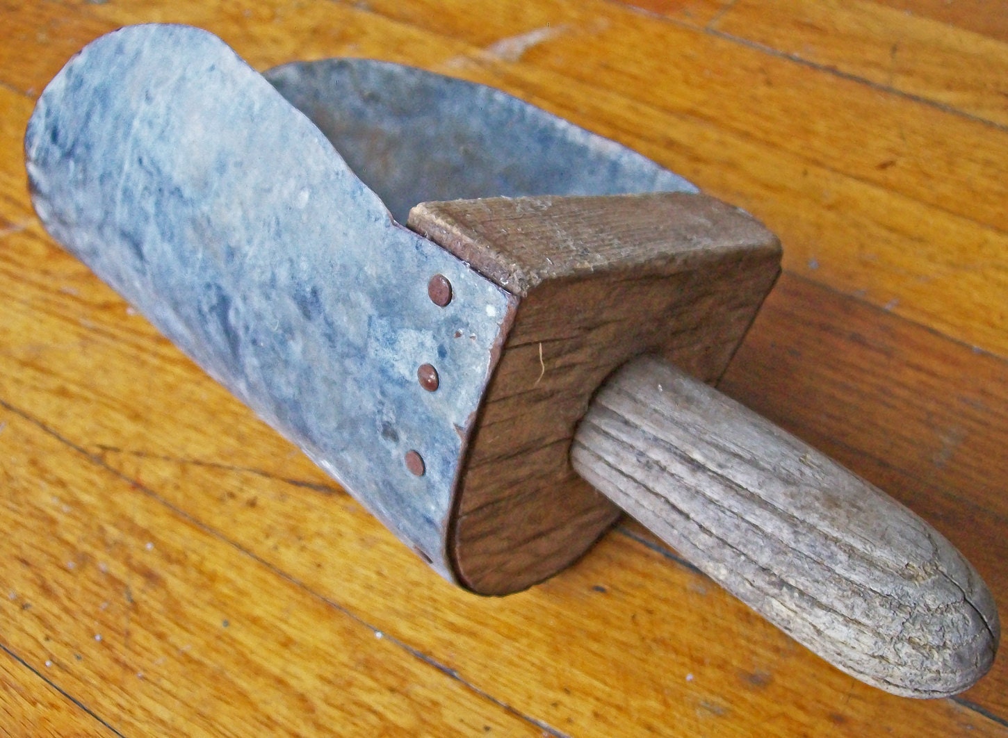 Antique Vintage Rustic Wood & Tin Scoop - Primitive