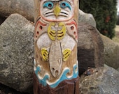 Owl Goes Fishing -  Pacific Northwest Style Wood Carving