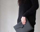 Hand-stitched matte black leather iPad case - featured on front Page of Etsy