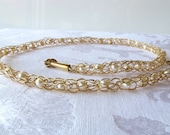 Gold wire crochet white pearl necklace bridal wedding