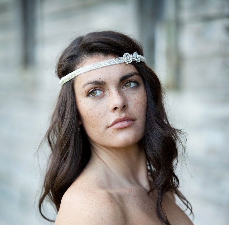 Rhinestone and Beaded Hair Band