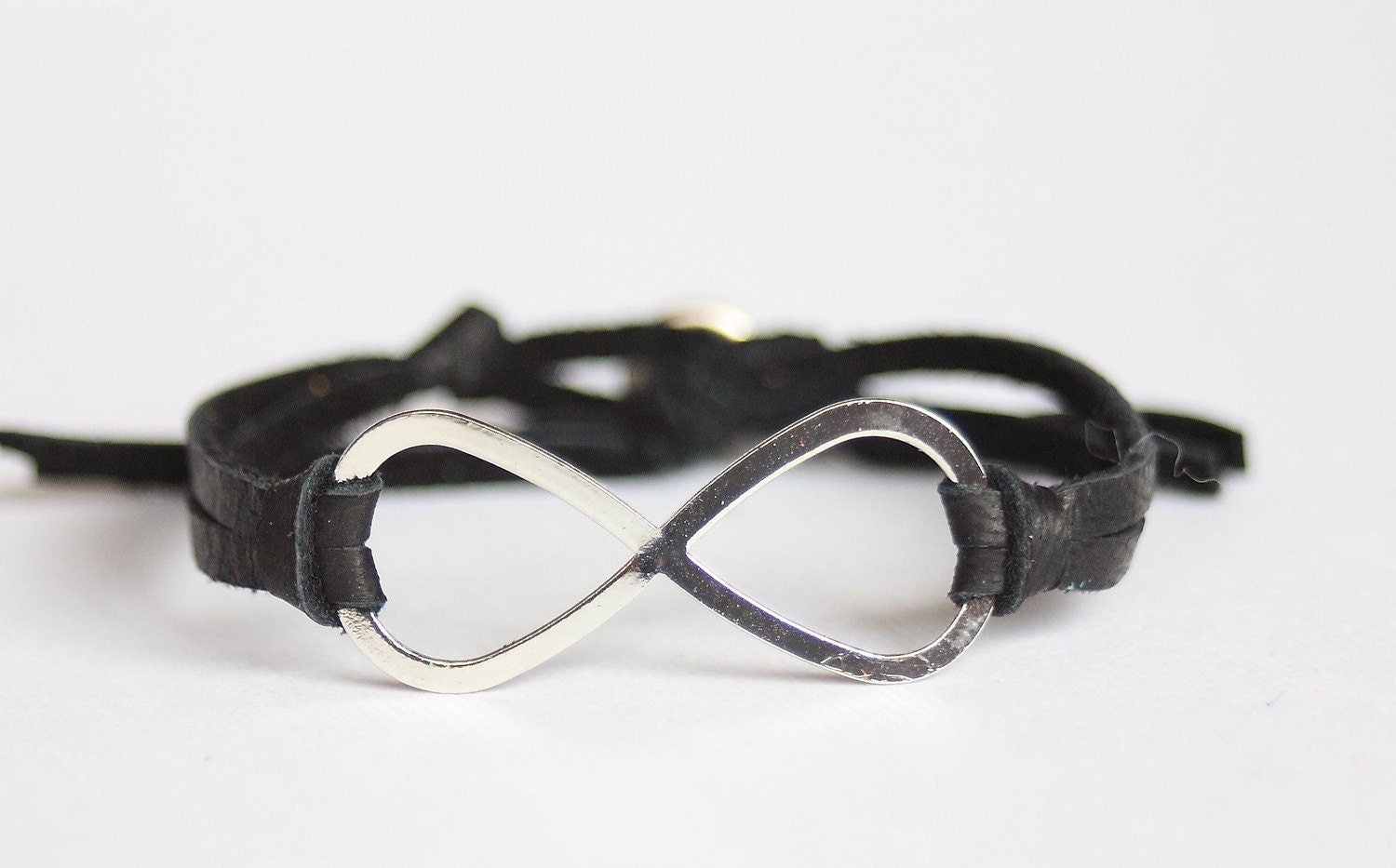 Infinity - Black Leather and Silver Rhinestone