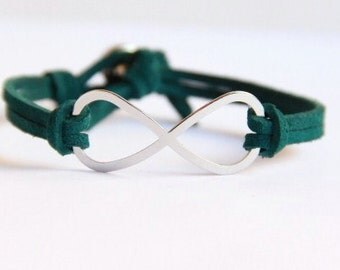 Infinity - Forest Green Suede and Silver Rhinestone