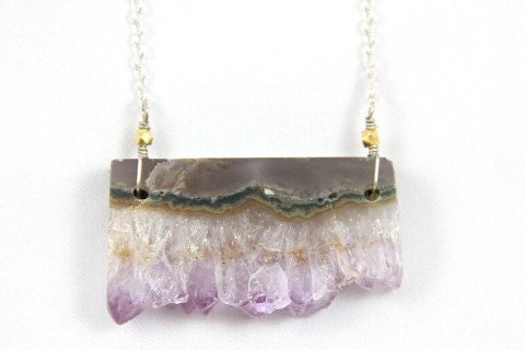 Rare Amethyst Druzy Slice Necklace