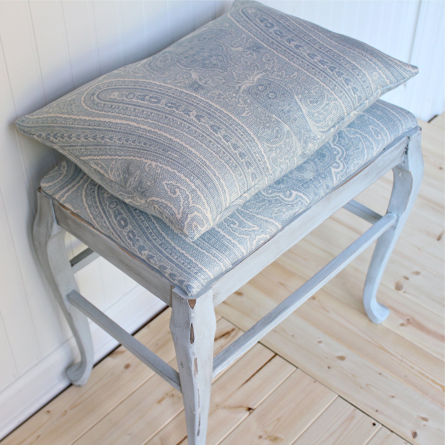 Reserved for Kristen - Upholstered Bench, traditional Gustavian, Scandinavian Farmhouse style