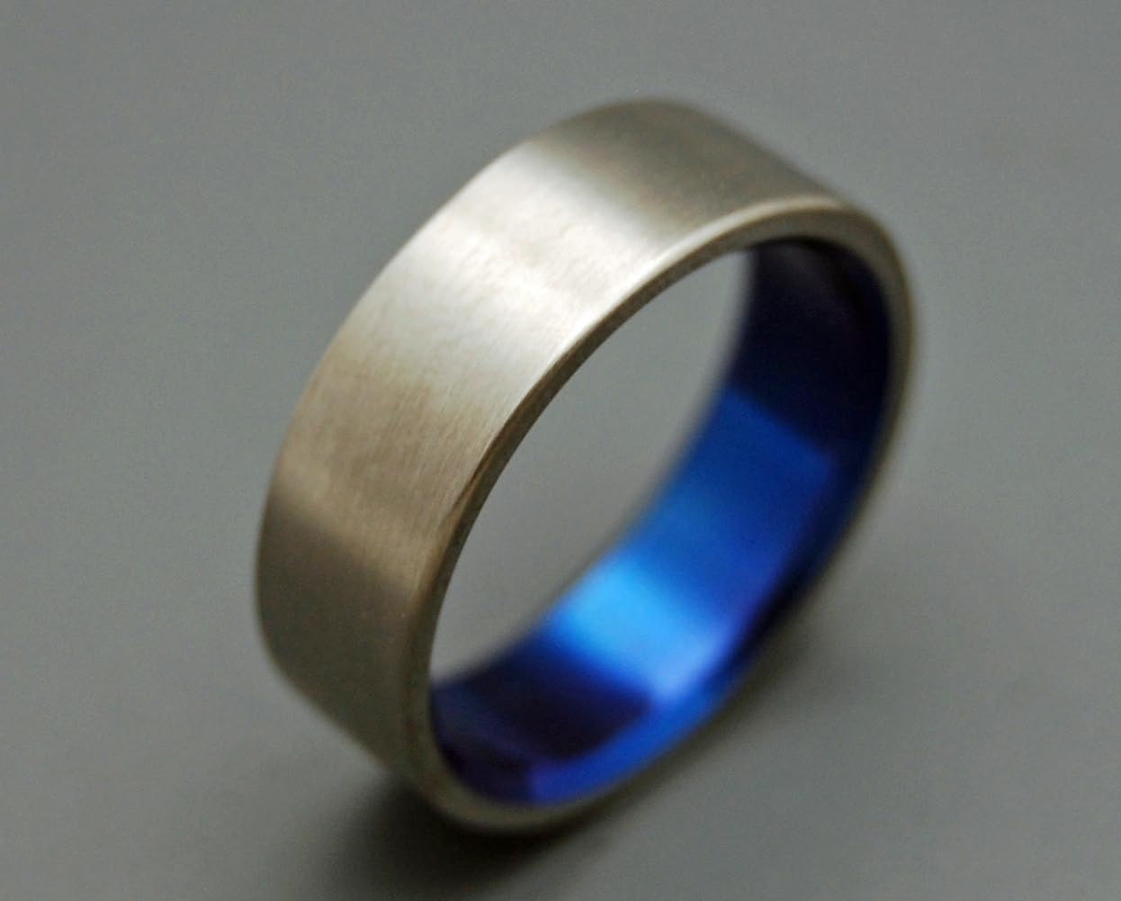 Brushed and Blue - Titanium Wedding Bands