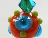 Atomic Mod Earrings in Tangerine and Turquoise Lampwork for a Cool Retro Modern Look, Contemporary and Striking Dangle Earrings