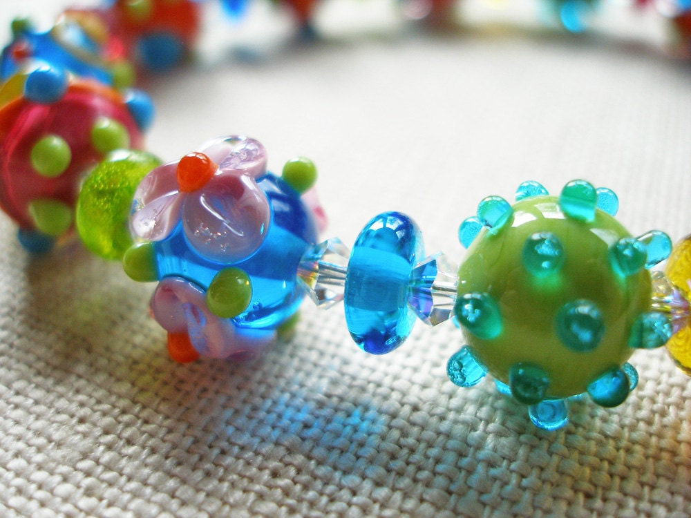 Confetti Lampwork Bracelet in Bright Sunny Colors