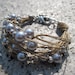String bracelet silver and grey beads fiber jewelry