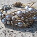 String bracelet silver and grey beads fiber jewelry