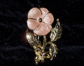Gold and Pink Enamel Brooch Pin