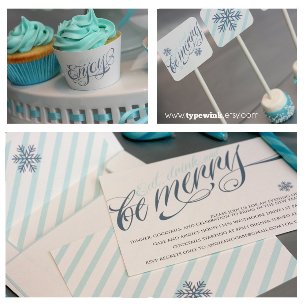 Holiday Party, Eat, Drink, Be Merry - Printable - Editable Il_570xn