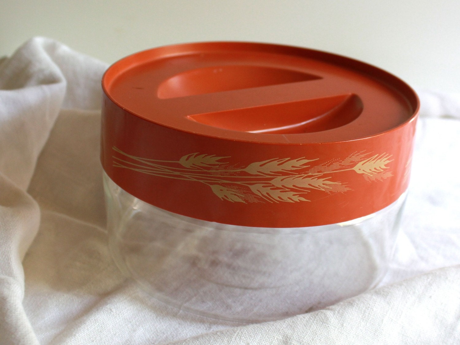 Vintage Retro Orange Pyrex  Glass Canister