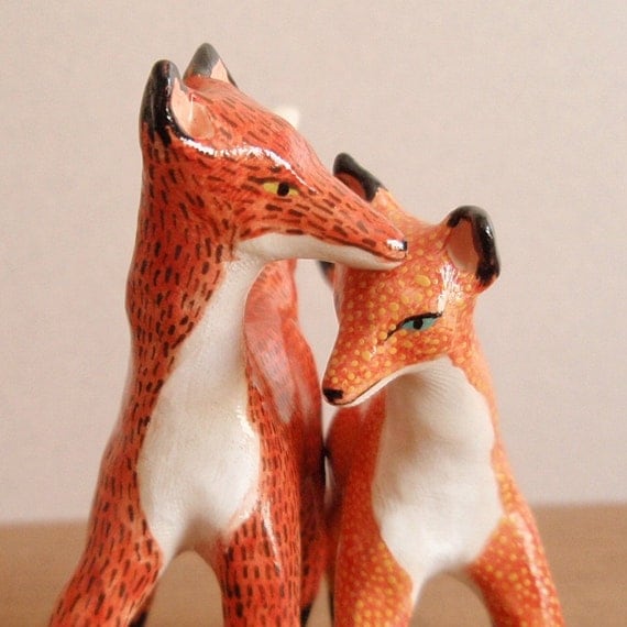 RESERVED- Foxes in love- Made to Order