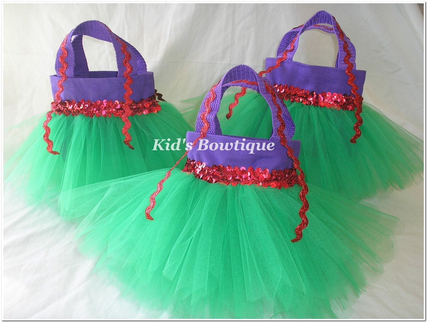 Set of 10 Disney Princess Ariel Inspired Party Favor Tutu Bags