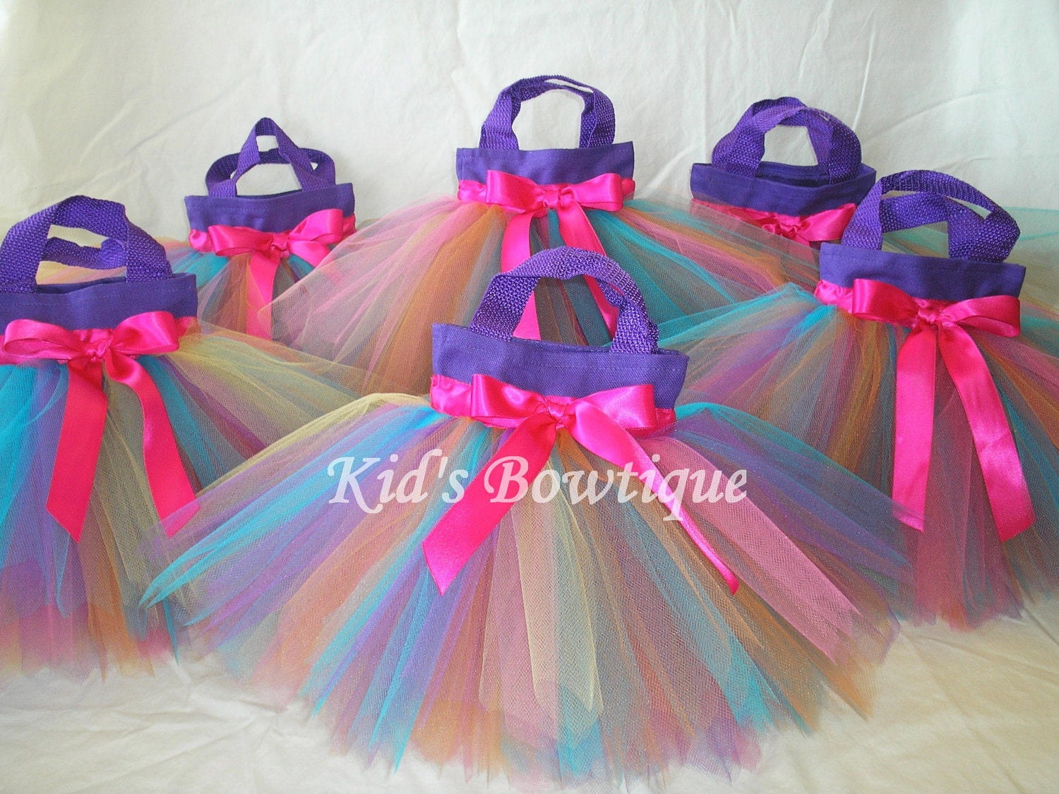 Set of 10 Rainbow Fairy Party Favor Tutu Bags