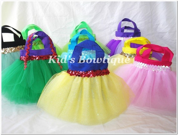 Set of 9 Disney Snow White Inspired Party Favor Tutu Bags