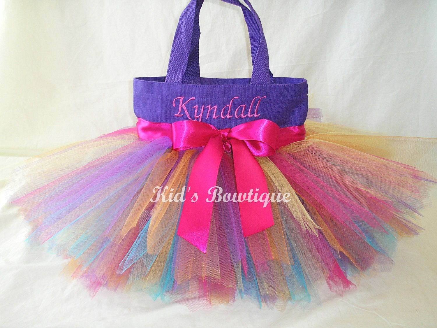 Rainbow Fairy Monogrammed  Tutu Tote Bag - Personalized Tutu Bag