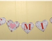 Valentine Banner Garland  Be Mine Hearts Shabby Chic Red And Pink Custom Colors Wood Sign